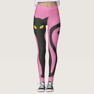 BLACK CAT & PINK leggings YOGA PANTS