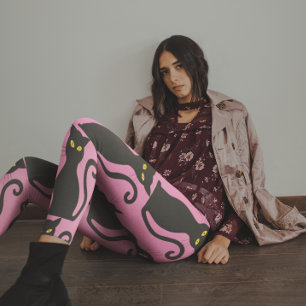 BLACK CAT & PINK YOGA PANTS