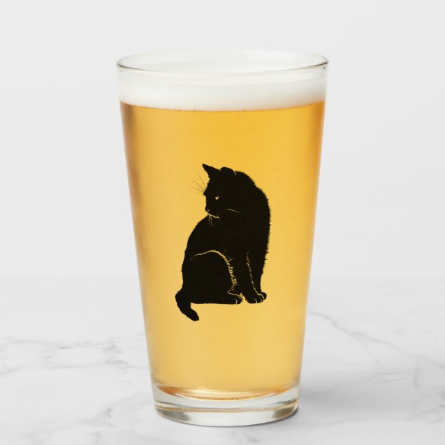 Black Cat Pint Glass (Front Filled)
