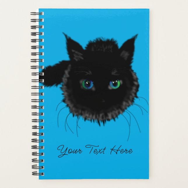 Black Cat Planner - Your Text Name / Colours (Front)