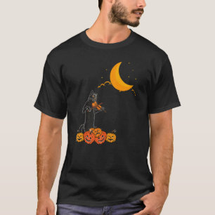 Black Cat Playing Violin On Halloween Night Scary  T-Shirt
