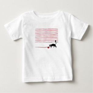 Black Cat Playing With a Ball of Wool Illustration Baby T-Shirt