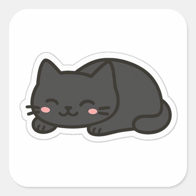 Black Cat PNG Sticker – Cute Kawaii Cat Loaf (Front)