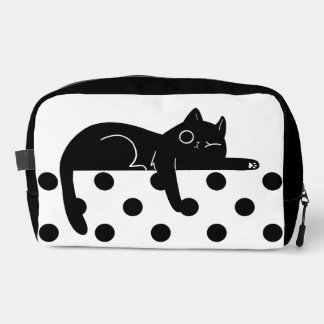 Black cat polka dot Print Sew toiletry Bag