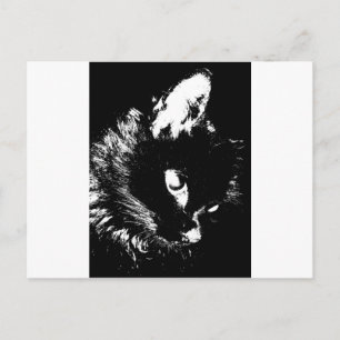 Black Cat Pop Art Postcard