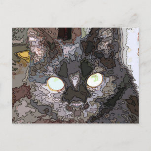 Black Cat Pop Art Postcard