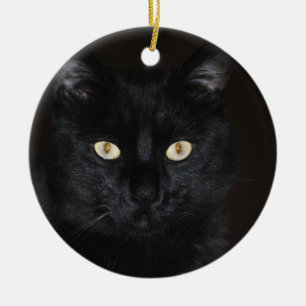 Black Cat Portrait Ceramic Ornament