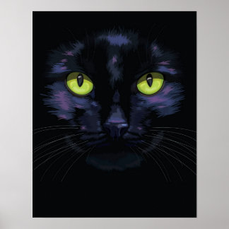 Black cat portrait poster