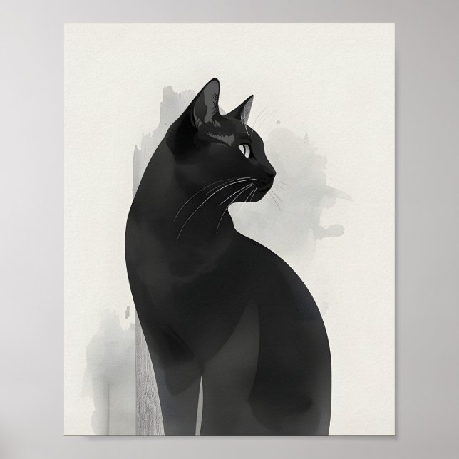 Black Cat Portrait Wall Art Perfect Gift  (Front)