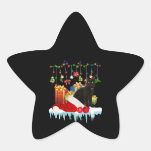 Black Cat Present Of My Christmas Star Sticker