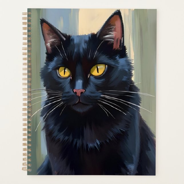 Black Cat | Pretty Kitten Watercolor Planner (Front)