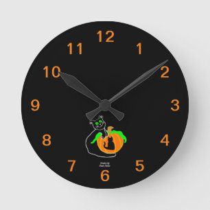Black Cat Pumpkin Acrylic Wall Clock