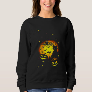 Black Cat Pumpkin And Owl Halloween Full Moon Cute Sweatshirt