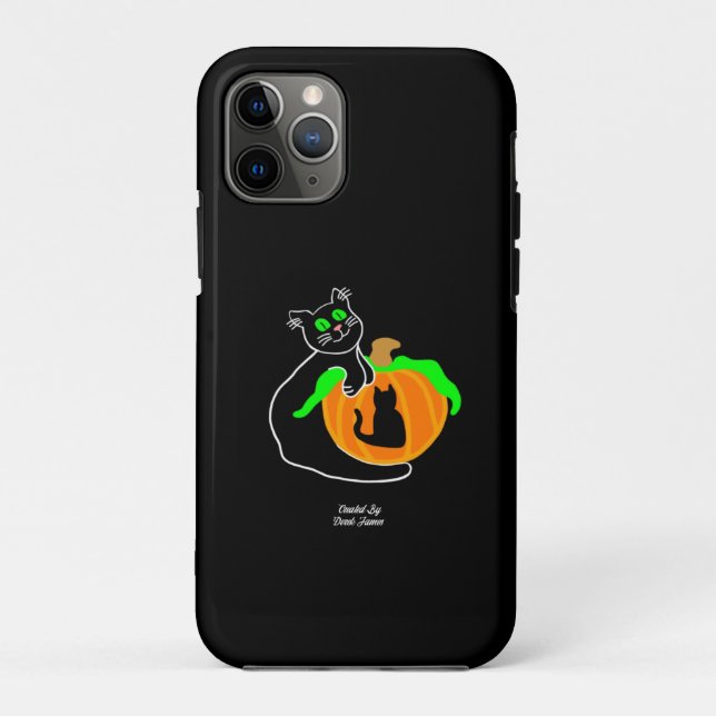 Black Cat Pumpkin Apple iPhone 11 Pro Case (Back)