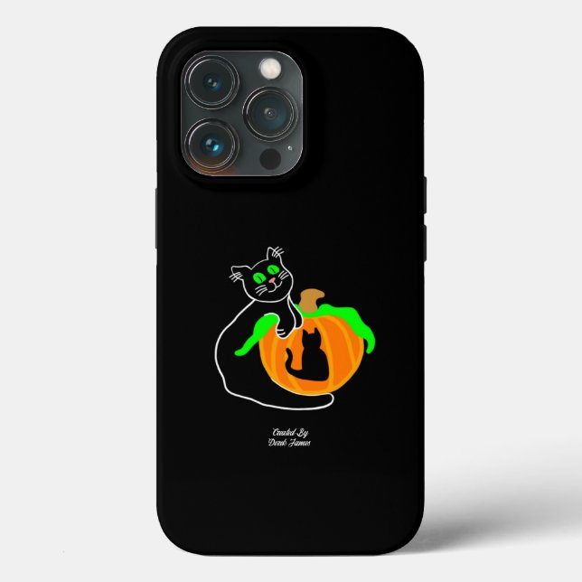 Black Cat Pumpkin Apple iPhone 13 Pro Case (Back)