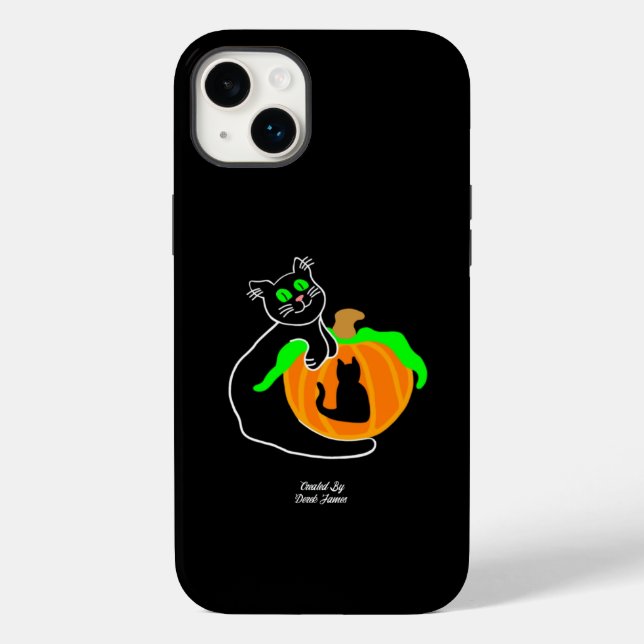 Black Cat Pumpkin Apple iPhone 14 Plus Case (Back)