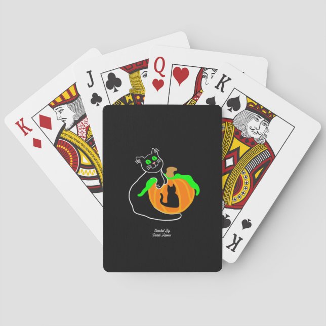 Black Cat Pumpkin Classic Playing Cards (Back)