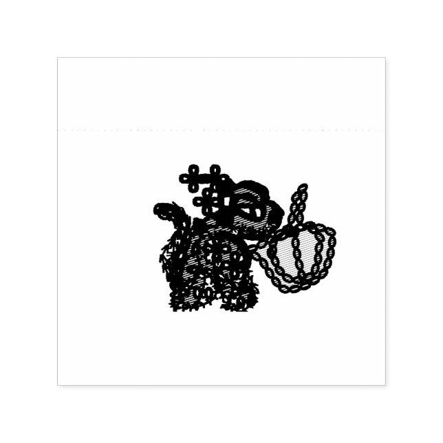 Black cat pumpkin cool path self-inking stamp (Design)