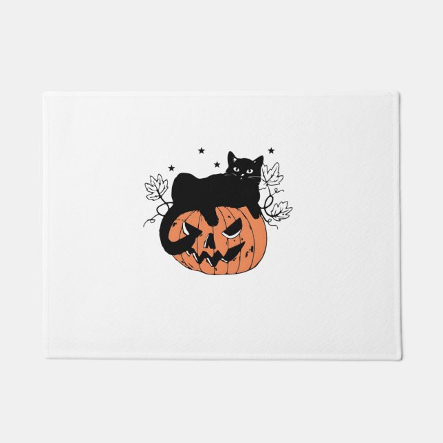 Black Cat Pumpkin  Doormat (Front)