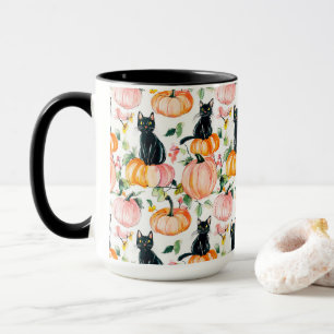 Black Cat & Pumpkin Fall Spooky Halloween Coffee  Mug