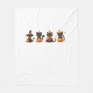 Black Cat Pumpkin Fleece Blanket