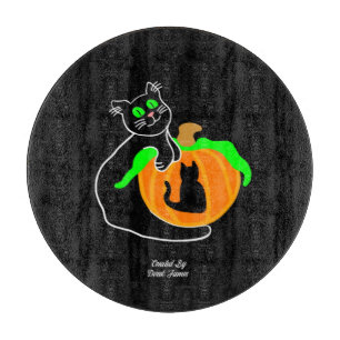 Black Cat Pumpkin Glass Cutting Board (30.4 cm)