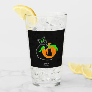 Black Cat Pumpkin Glass Tumbler