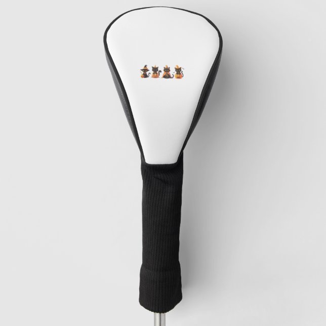 Black Cat Pumpkin  Golf Head Cover (Front)