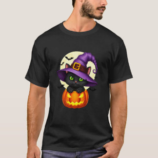 Black Cat Pumpkin Halloween Costume Fall Autumn Se T-Shirt