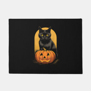 Black Cat Pumpkin Halloween Costume For Women Men Doormat
