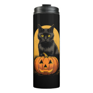 Black Cat Pumpkin Halloween Costume For Women Men  Thermal Tumbler