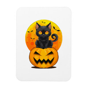 Black Cat Pumpkin Halloween Costume Magnet