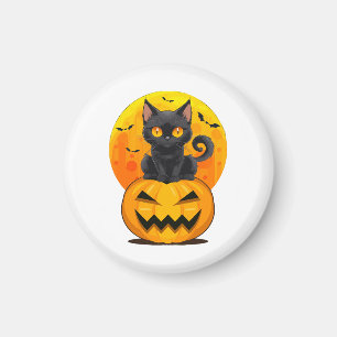 Black Cat Pumpkin Halloween Costume Magnet