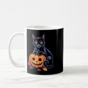Black Cat Pumpkin Halloween Costume Retro Fall Coffee Mug