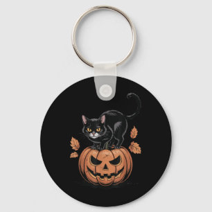 Black Cat Pumpkin Halloween Men Women Funny Mum Da Key Ring