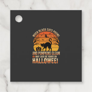 Black Cat Pumpkin Halloween Vector Design Favour Tags