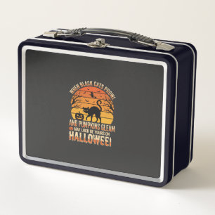 Black Cat Pumpkin Halloween Vector Design Metal Lunch Box