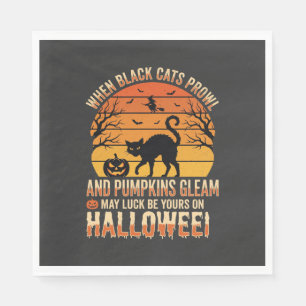 Black Cat Pumpkin Halloween Vector Design Napkin