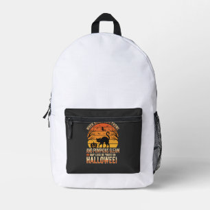 Black Cat Pumpkin Halloween Vector Design Printed Backpack