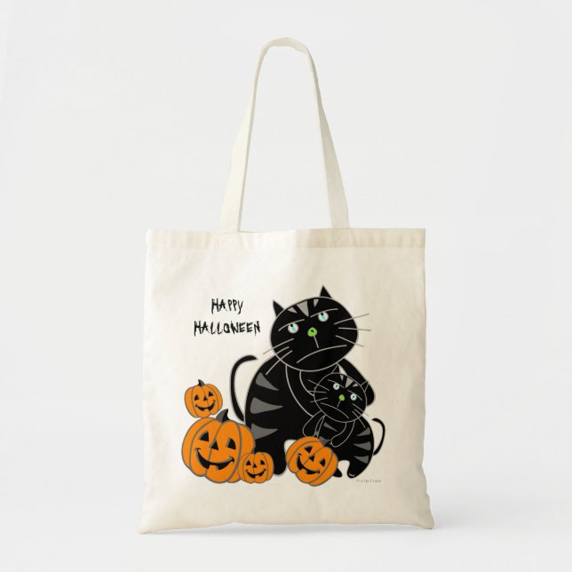 Black Cat Pumpkin Happy Halloween Bag 2 (Front)
