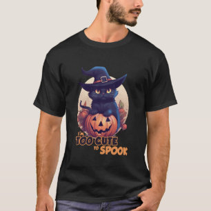 Black Cat Pumpkin I'm Too Cute To Spook Full Moon T-Shirt