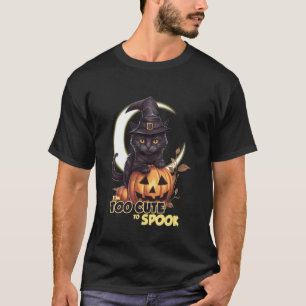 Black Cat Pumpkin I'm Too Cute To Spook Moon Hallo T-Shirt
