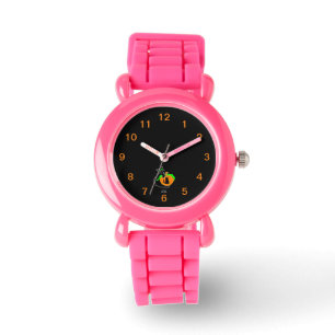 Black Cat Pumpkin Kid's Pink Glitter Strap Watch