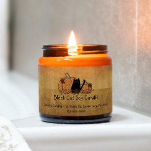 Black Cat & Pumpkin Label