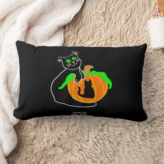 Black Cat Pumpkin Lumbar Pillow (Blanket)