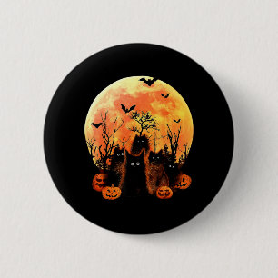 Black Cat Pumpkin Moon Halloween Costume Cat Lover 6 Cm Round Badge