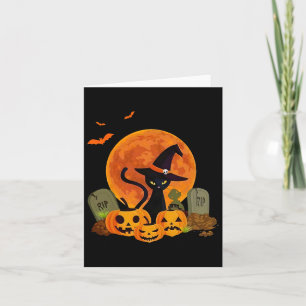 Black Cat Pumpkin Moon Halloween Costume Cat Lover Card