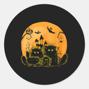 Black Cat Pumpkin Moon Halloween Costume Cat Lover Classic Round Sticker