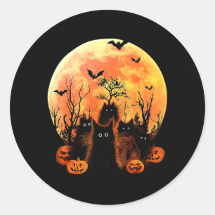 Black Cat Pumpkin Moon Halloween Costume Cat Lover Classic Round Sticker