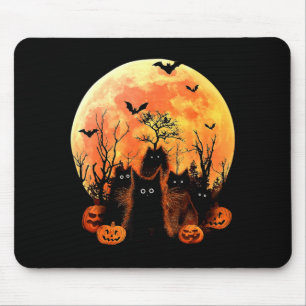 Black Cat Pumpkin Moon Halloween Costume Cat Lover Mouse Pad